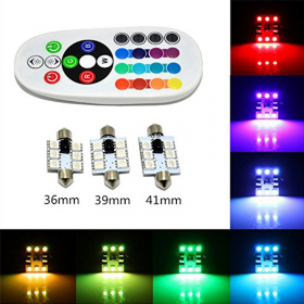 Bec Sofit 41mm. Rgb Cu Telecomanda - 6 Led Smd 5050 Rgb 12v (Pret/Set)