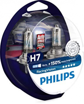 Set 2 Becuri Auto Far Halogen Philips H7 Racing Vision 150%, 12v, 55w