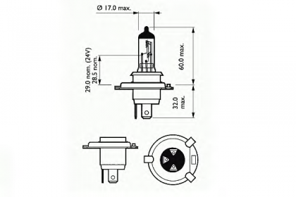 Bec Far H4 12v 60/55w P43t Basic Sct