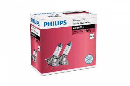 Set 2 Becuri Far H7 55w 12v Visionplus Philips