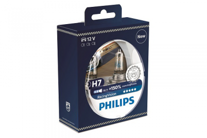 Set 2 Becuri Far H7 55w 12v Racing Vision Philips