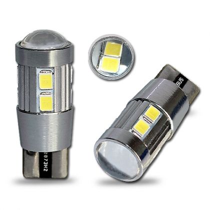 Bec T10 10 Led-Uri Smd 5630 Cu Lupa In Varfa 12v Canbus