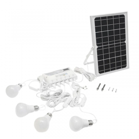 Sistem Pentru Iluminat Cu 4 Becuri Led, Panou Solar 9v/12w Si 1xusb Incarcare Telefon Bk69218