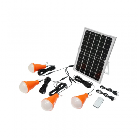 Sistem Pentru Iluminat Cu Becuri 4x16 Led-Uri, Panou Solar 5v/10w Si Telecomanda Bk69216